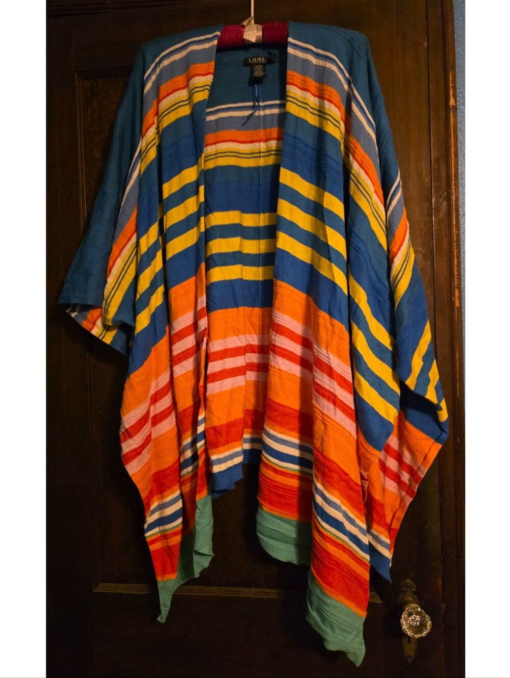 RL Colorful Striped Poncho (L/XL) - Picture 3 of 4